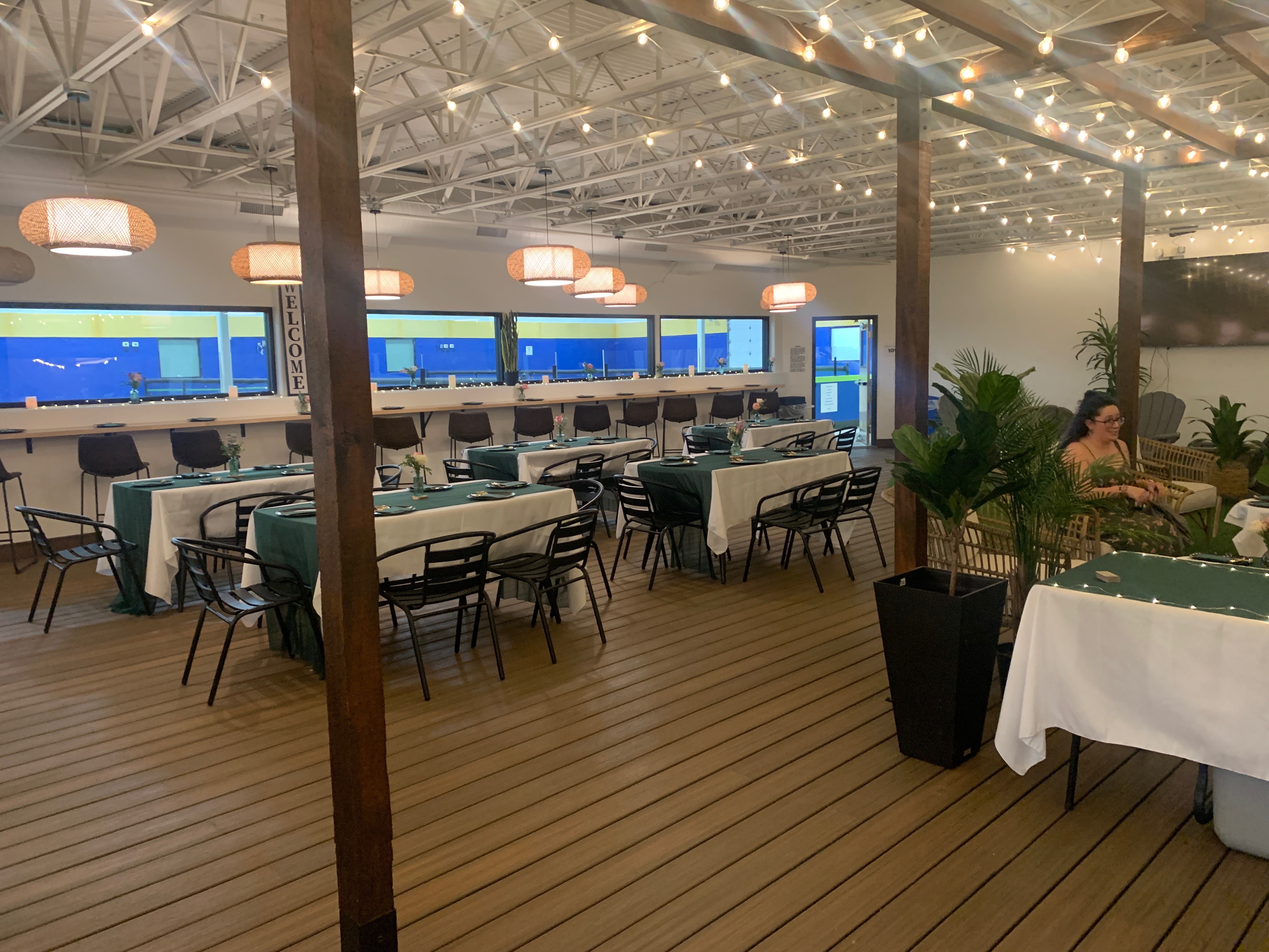 Private event setup on the Springs Pickleball patio