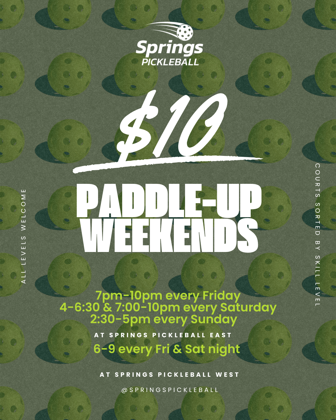 Paddle Up Weekends at Springs Pickleball