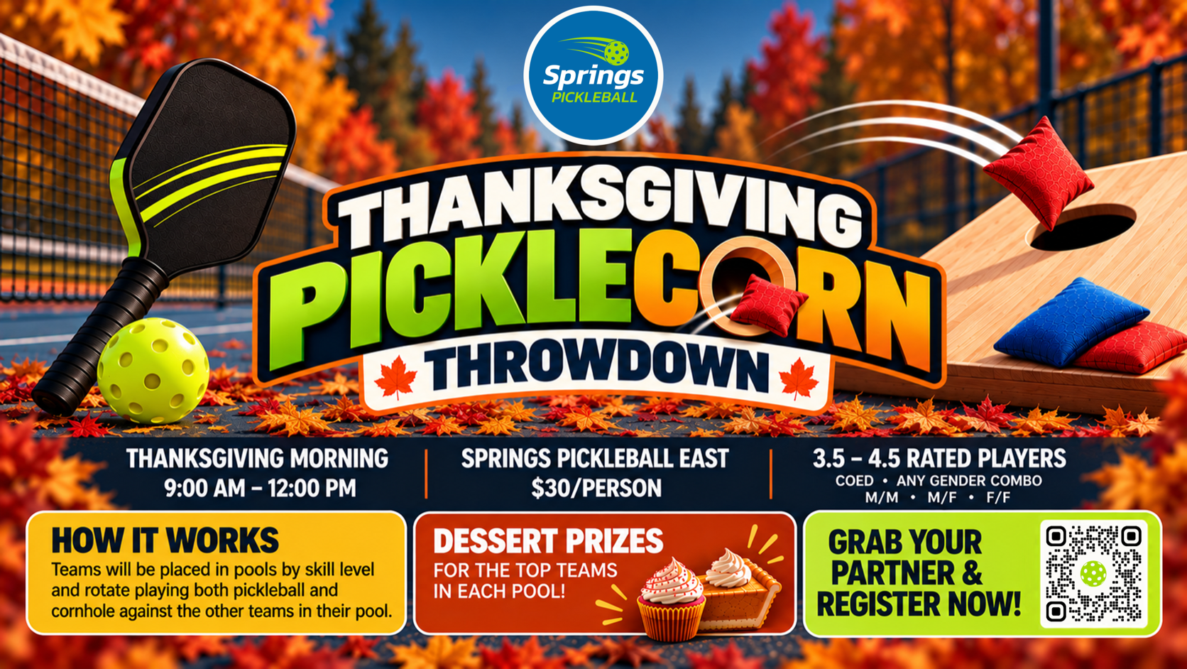 Thanksgiving Picklecorn Throwdown at Springs Pickleball East